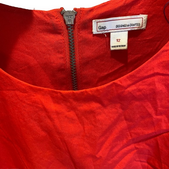 GAP 100% Cotton Red Orange Sleeveless A-line Dress Size 12 - Picture 10 of 11